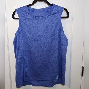 LL Bean Large Blue Floral Performance Tank Top